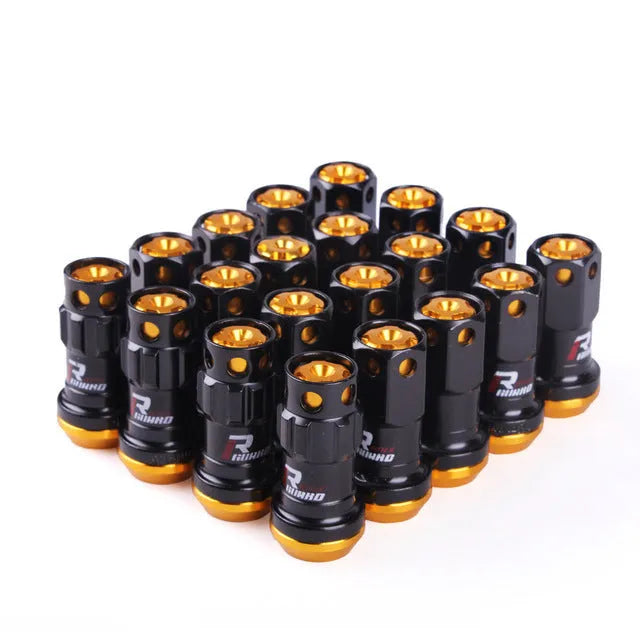 Aluminium alloy automobile wheel hub nuts in various colours with flat head design