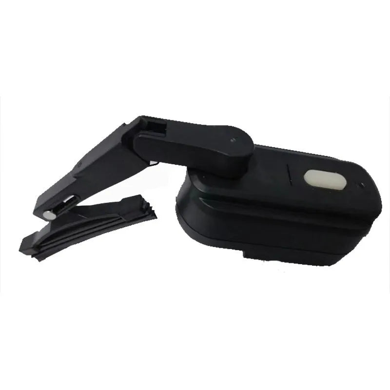 Black motorcycle helmet wiper with 65mm blade and 800mA motor unit with mounting hardware