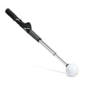 Telescopic stainless steel golf swing simulator trainer in black, blue, or red colour options.