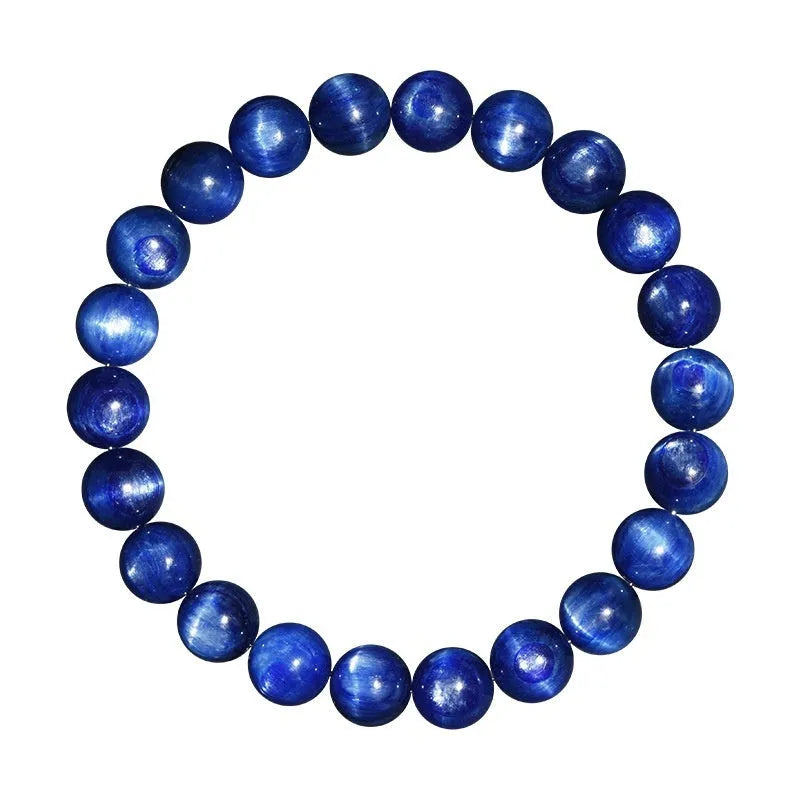 Natural blue crystal ball bracelet with geometric design and Ruyi pattern on wrist