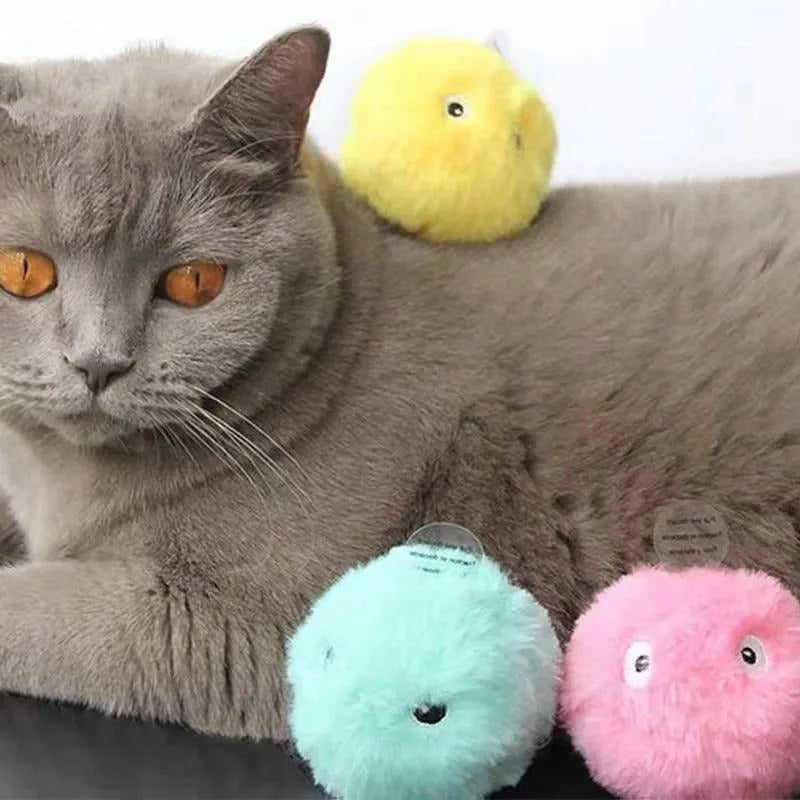 Interactive cat toy ball with touch-activated animal sounds and removable catnip lid