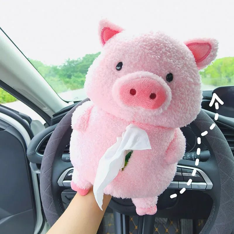 Cartoon lamb design plush car tissue box cover for automotive and household decoration