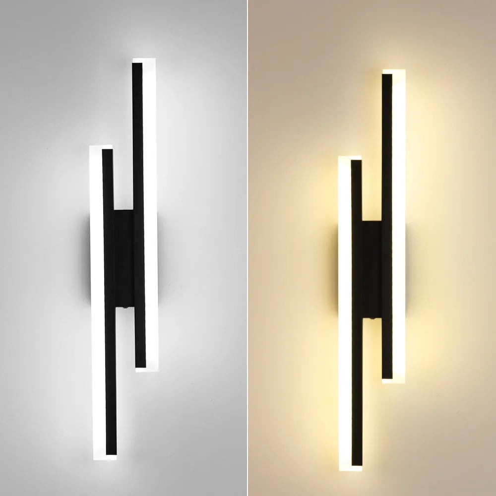 Gold double line wall lamp with three colour temperature settings and 500mm linear design