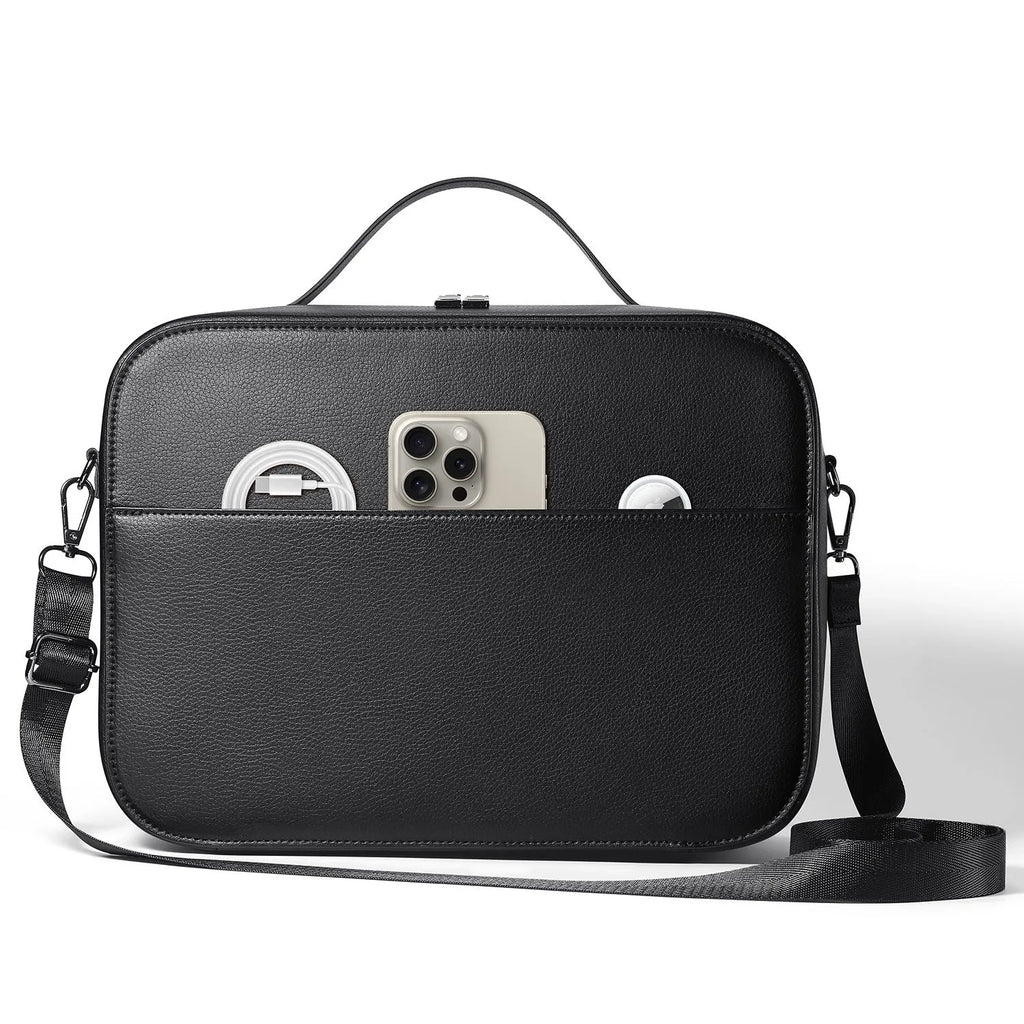 Black superfiber MR glasses storage box showing internal compartment for head-mounted equipment