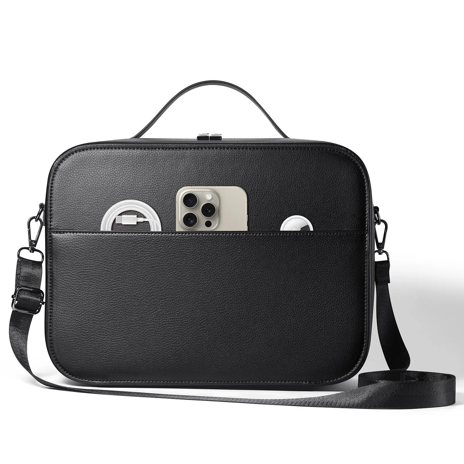 Black superfiber MR glasses storage box showing internal compartment for head-mounted equipment