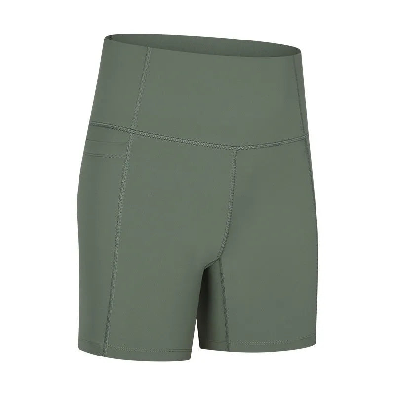 Women's solid colour super stretch sports shorts in waist-length fit for running