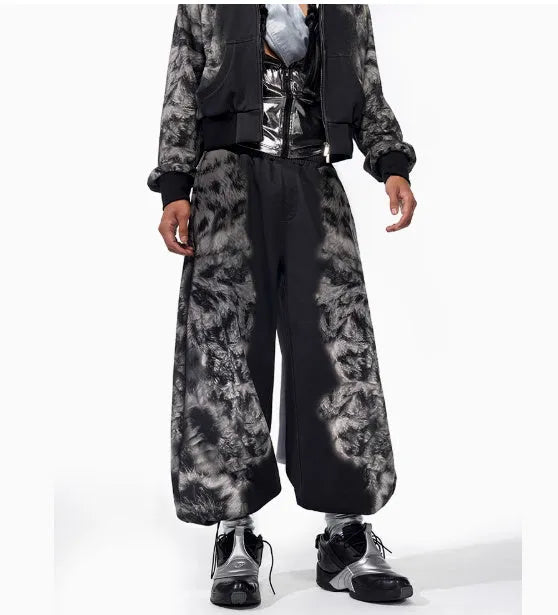 Loose fit printed trousers and hoodie set with collage stitching in a multi-pack.