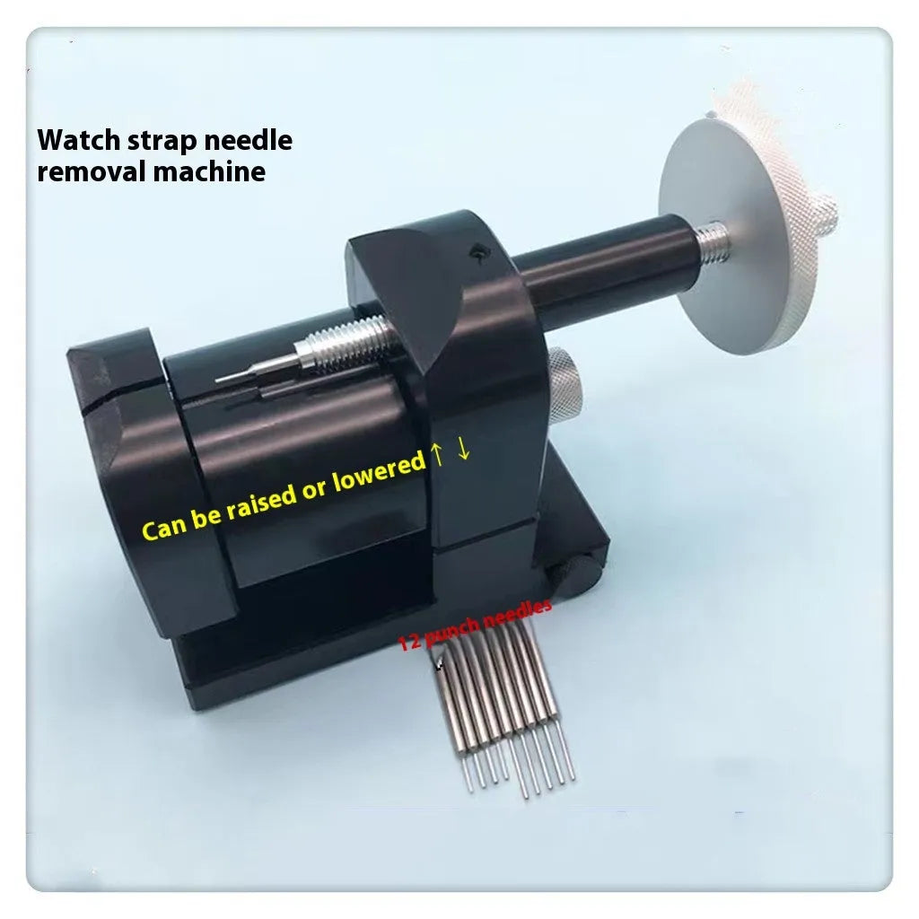Alloy steel watch strap stripping machine and tool set for watch repair.