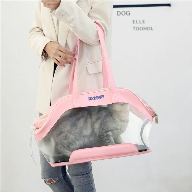 Leather cat outing carry bag with 25 litre capacity in solid colour options
