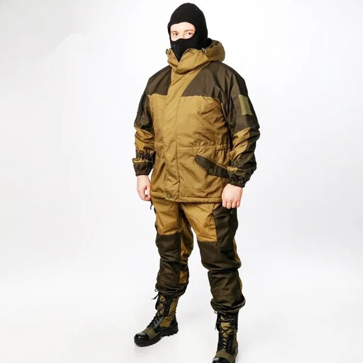 Men's special forces style mountain battle suit jacket and trousers in tactical green colour