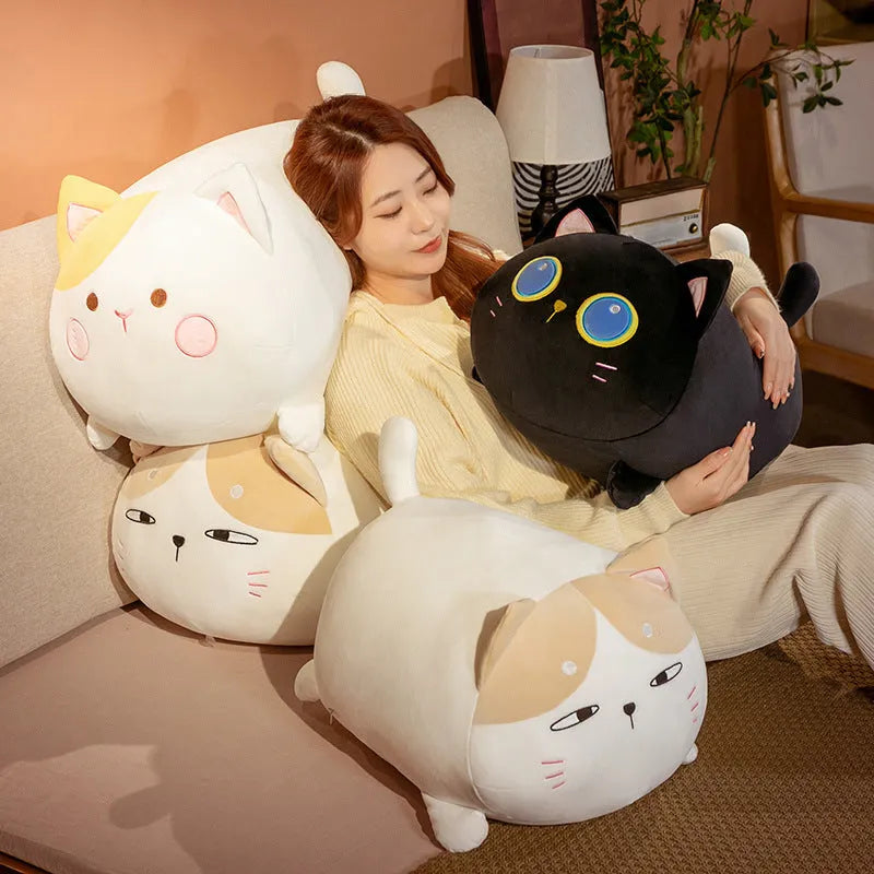 Soft plush cat doll stuffed toy PP cotton filling short plush yellow light brown black 35cm 50cm 70cm