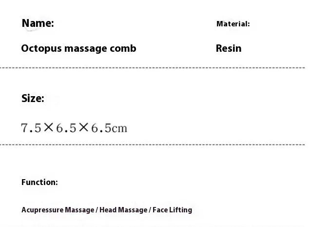Pink natural resin octopus-shaped massage comb for periocular meridian health massage.