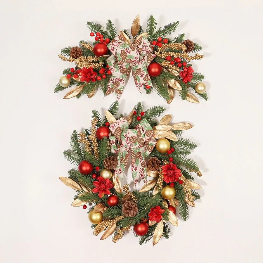 Plastic American country style Christmas garland options: wall hanging, lintel, standard, and rattan strand.