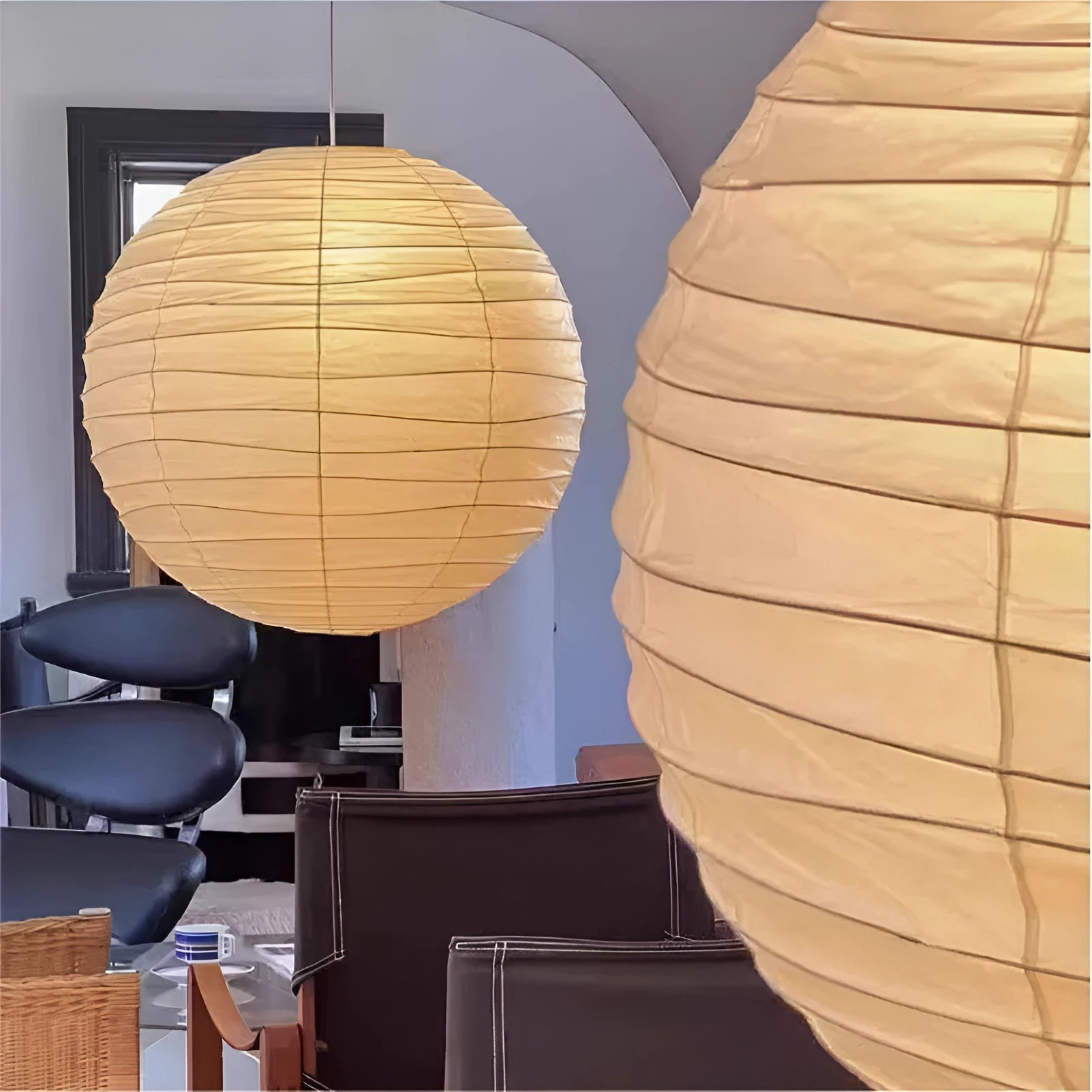 Japanese rice paper chandelier in 30cm and 45cm sizes with three colour-changing light modes