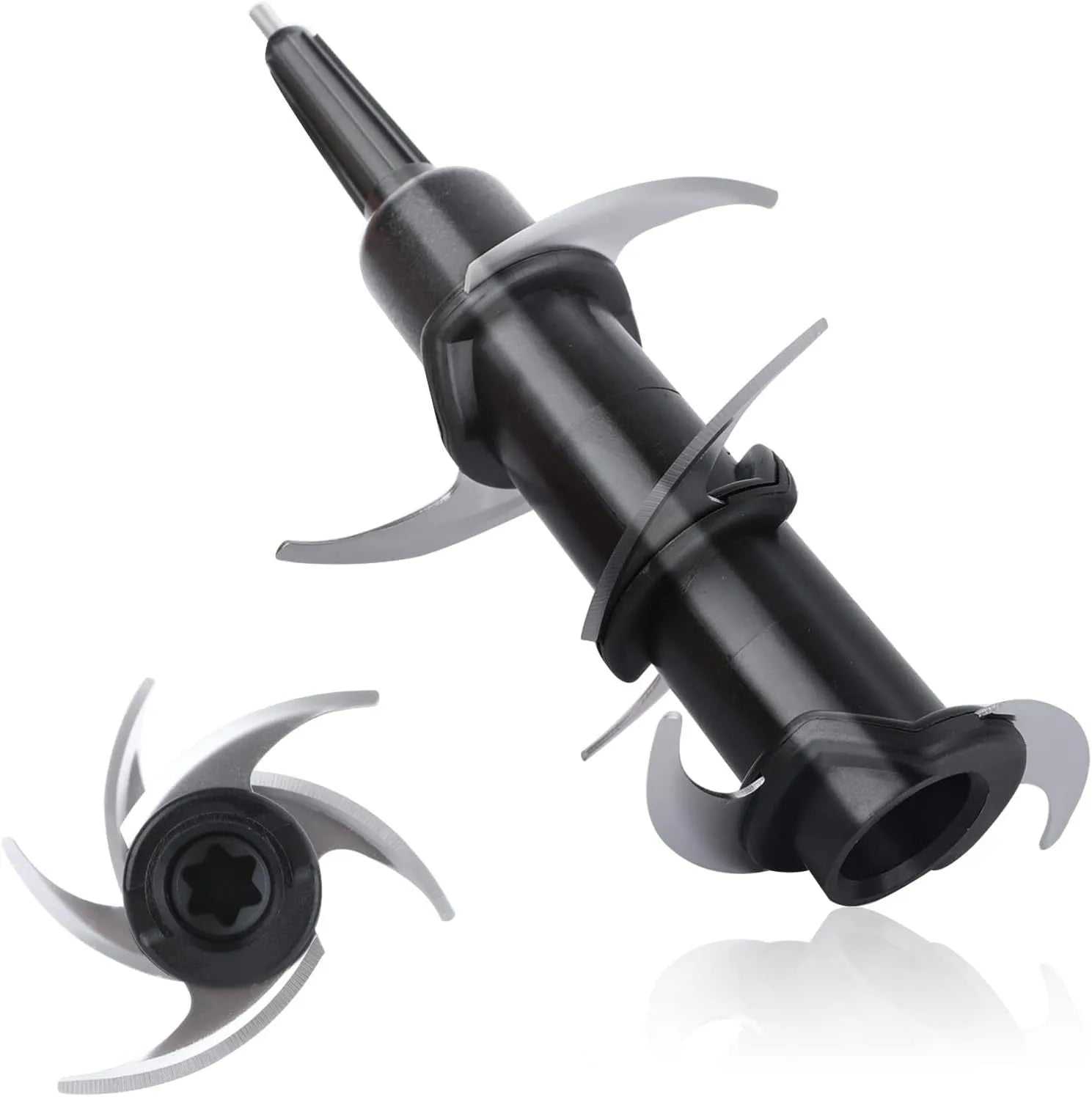 Stainless steel replacement knife seat accessory for blenders and juicers.
