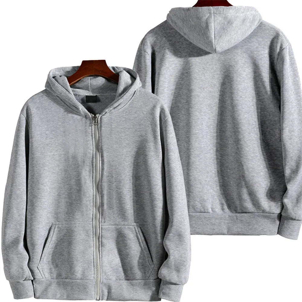 Men's loose fit solid colour sports jacket with front zipper in various colour options