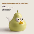 White ceramic pear-shaped tissue box holder with cute animal design in green colour option