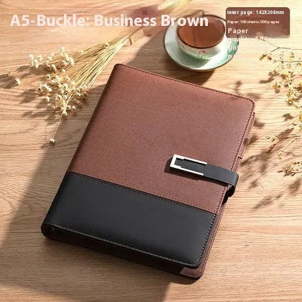 A5 soft leather business notebook in choice of colours with gift box packaging.