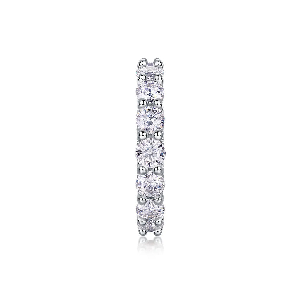 Ferris Wheel moissanite ring set in S925 silver with platinum plating on a white background