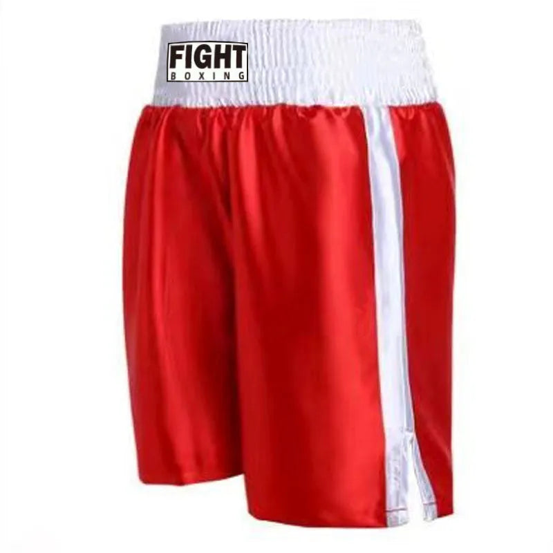 Men's loose fit satin boxing shorts with double side stripes in black and white colour option