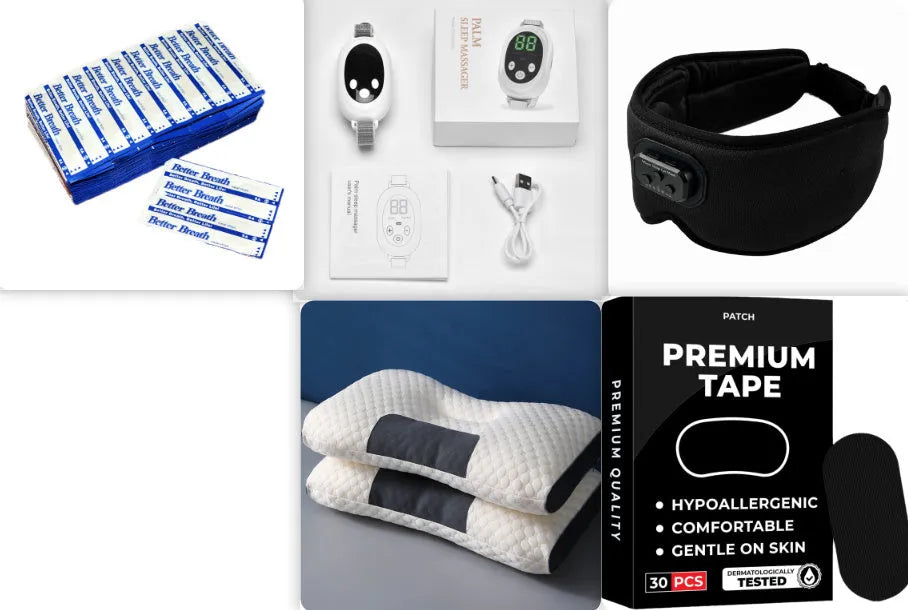 White USB rechargeable sleep aid device with wrist strap and handheld remote control