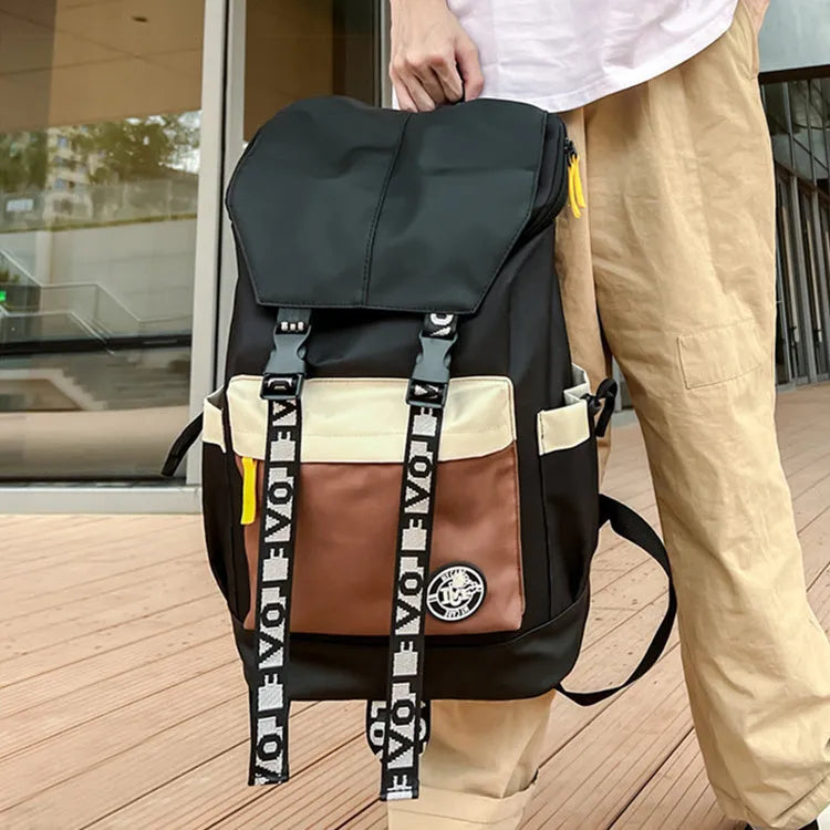 Oxford cloth backpack for junior high school students in black, green, or red with three carrying options