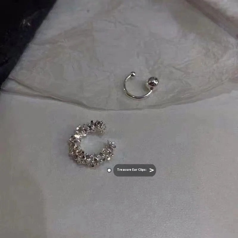 Alloy irregular frosty geometric ear clip earrings with double clip mechanism