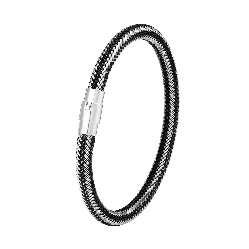 Titanium steel geometric bracelet with magnetic clasp in unisex boyfriend style