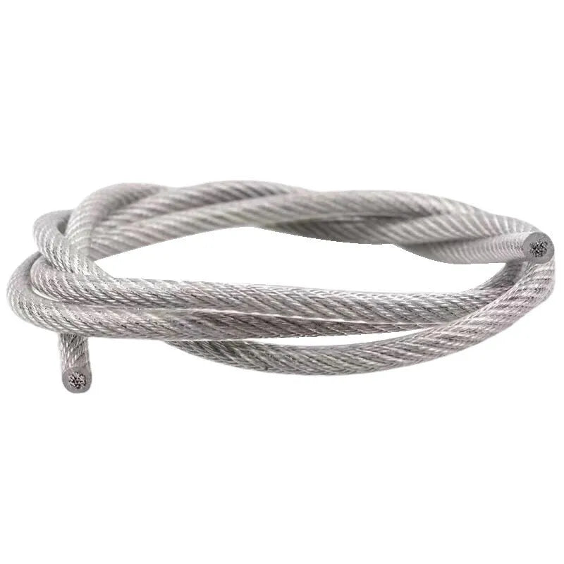 304 stainless steel invisible anti-theft wire rope cable on white background showing multi-strand construction