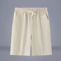 Chinese style solid colour cropped pants in cotton linen fabric with drawstring waist