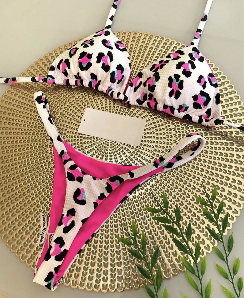 Women's printed bikini swimsuit with briefs style and cotton lining, shown in colour RT2110.