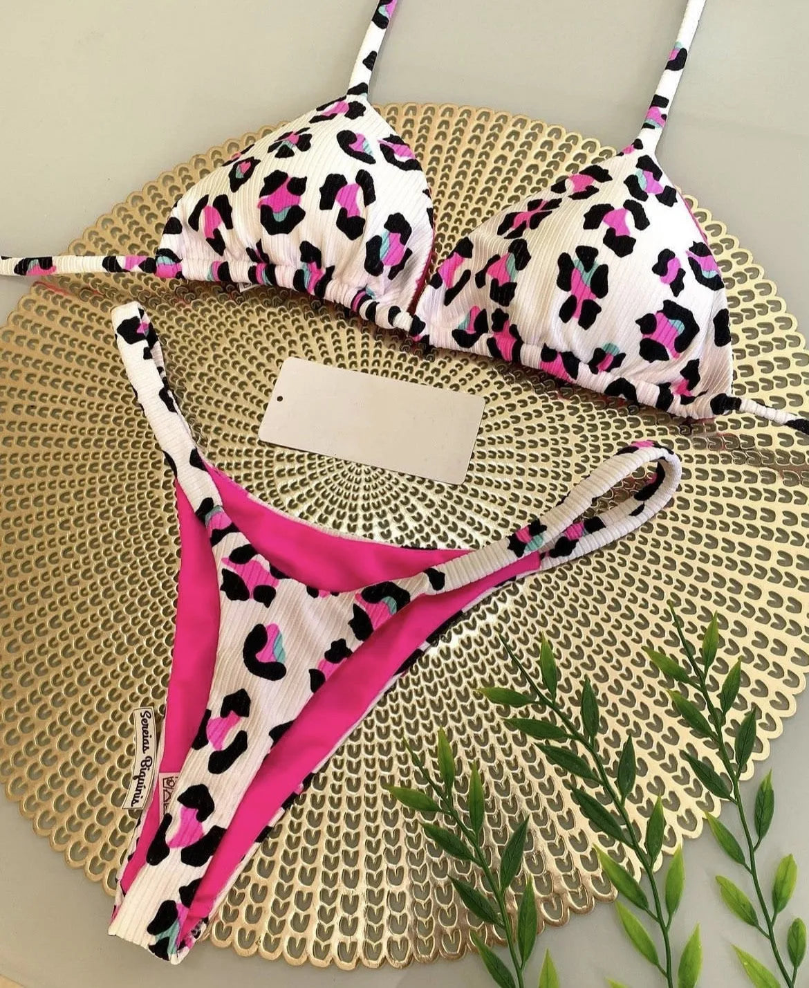 Women's printed bikini swimsuit with briefs style and cotton lining, shown in colour RT2110.