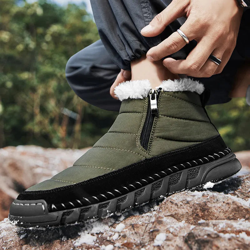 Men's plus size snow boots with round toe and cotton cloth upper in multiple colours