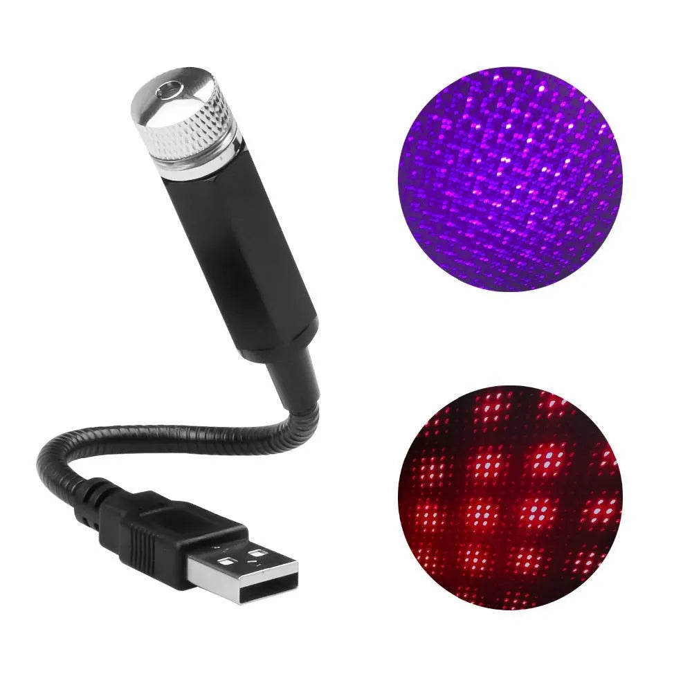 3W LED car interior starlight ceiling lamp with voice control, USB powered, green purple red colours