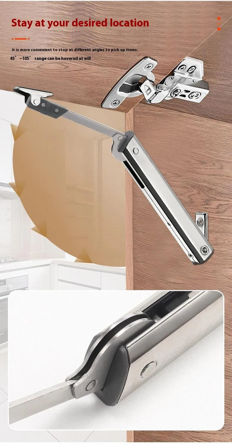 Cold rolled steel tatami cabinet support rod with spring jackstay mechanism in stainless steel finish