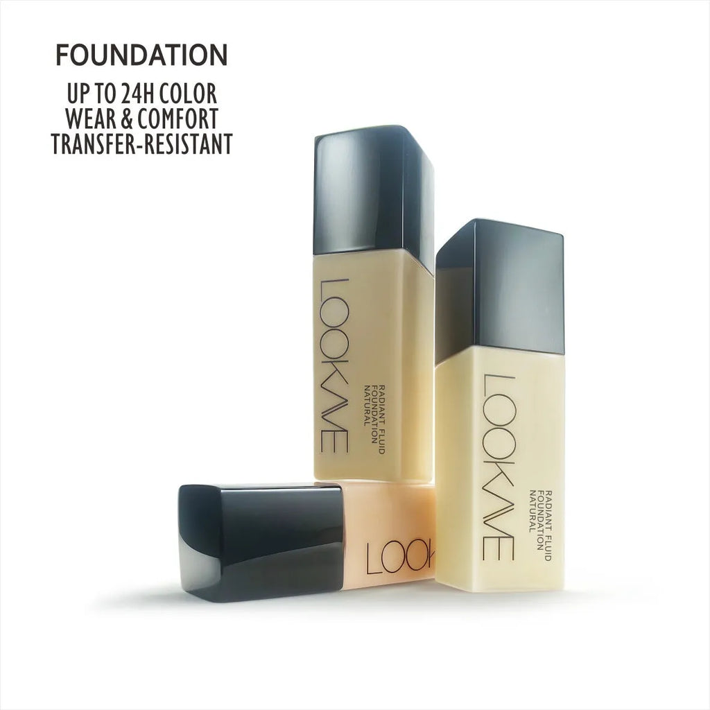 LOOKAVE matte liquid foundation bottle in ivory white shade