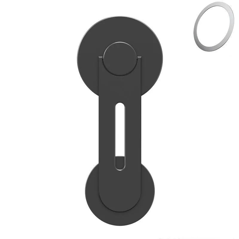 Silver aluminium alloy magnetic phone holder for Tesla centre screen, shown with dimensions.