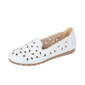 Beige soft bottom hollow breathable casual flat shoes for women with low heel and rubber sole