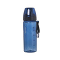 Chinese style portable sports water cup with separate tea compartment, shown in blue, red, black, and grey colour options.