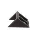 Black punk-style plastic pistol display stand for toy guns and model firearms.