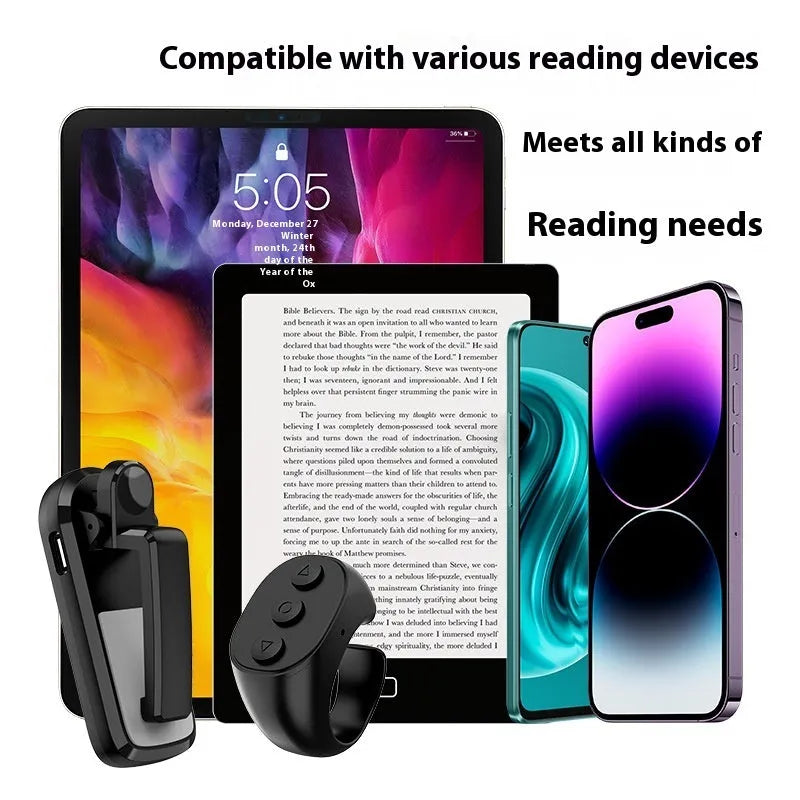 Wireless age-turner remote control with clicker for page turning on reading devices