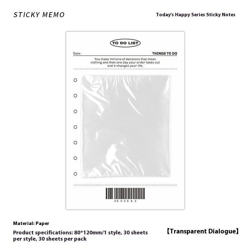 Today's Happy Series sticky notes in four colours showing 120x80mm size and 30-page pad