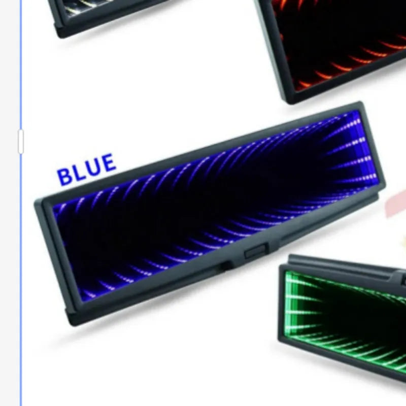 280mm wide plastic flat car rearview mirror in blue colour with anti-glare coating