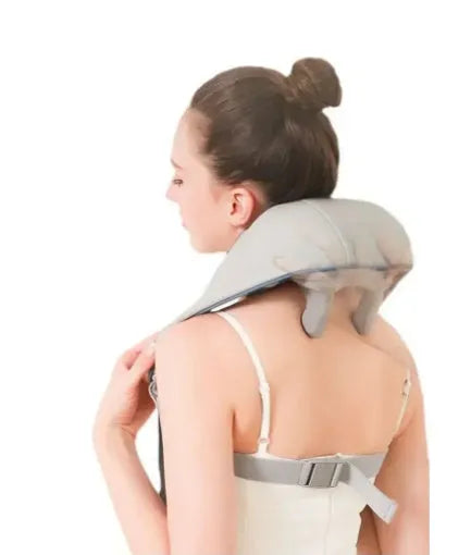 Creamy white rechargeable shoulder and neck massager with infrared therapy function
