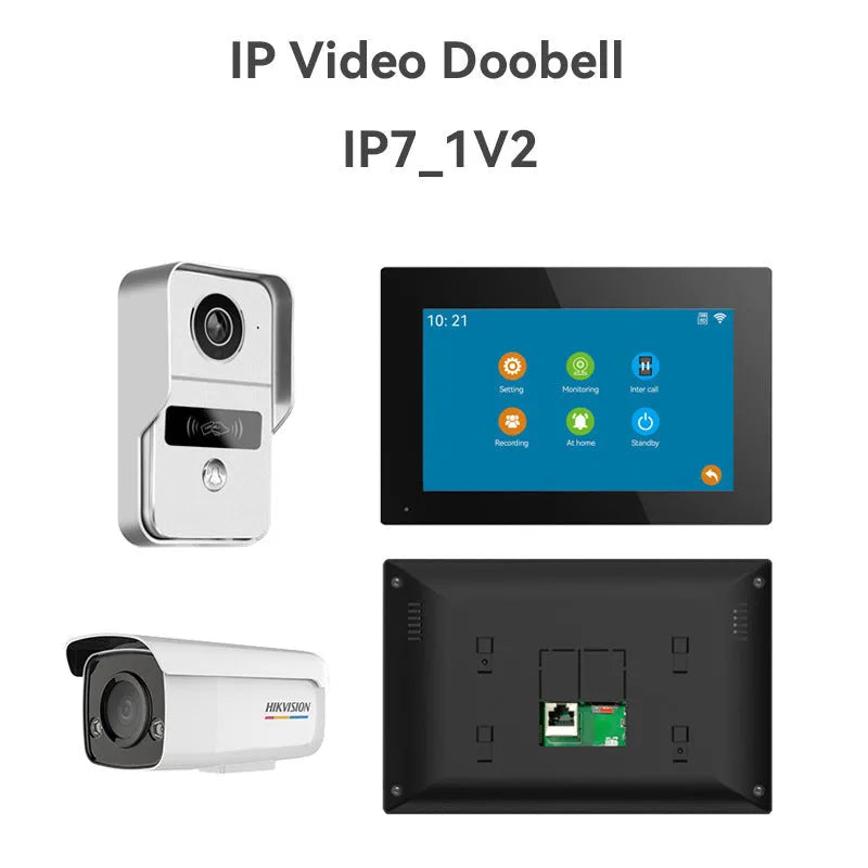 10-inch video intercom doorbell with outdoor camera unit and indoor display monitor