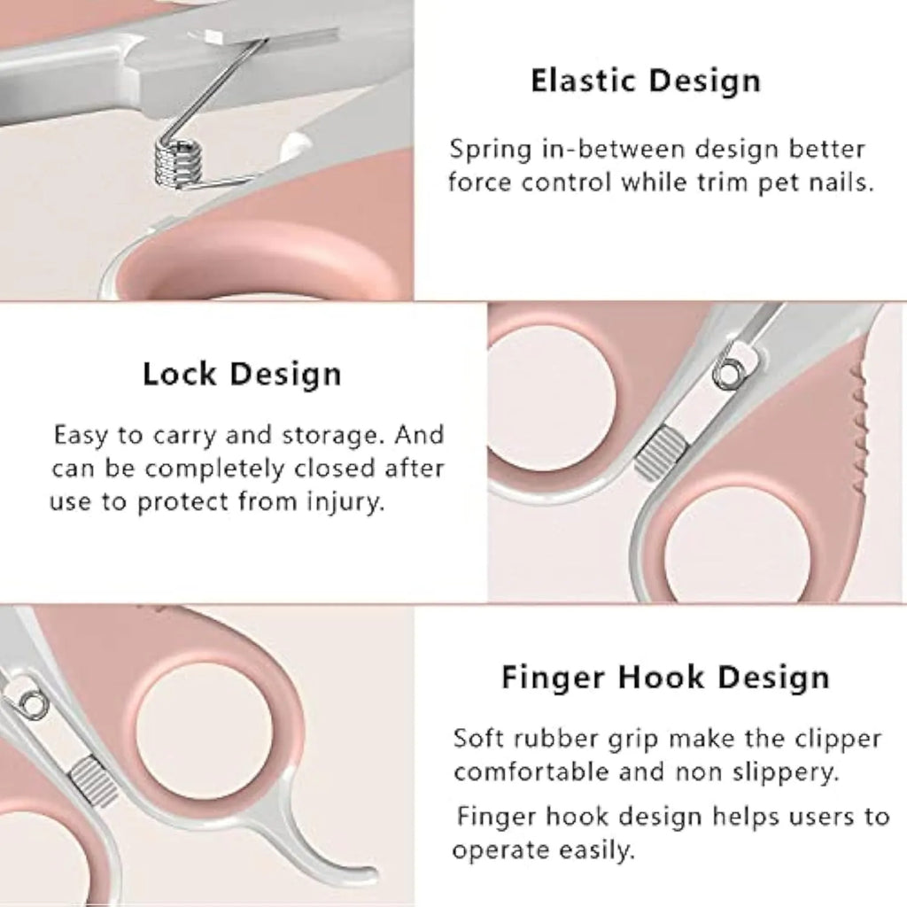 Cat nail clippers with curved blade and safety guard for small pet grooming