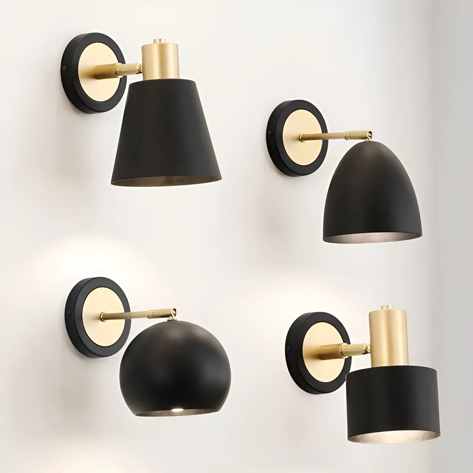 Nordic style iron table lamp with metal shade on a wooden bedside table