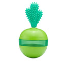 Durable rubber treat dispensing dog toy in tumbler ball shape for medium to large breeds