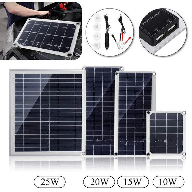 10W polycrystalline silicon solar panel with dual USB charging ports for outdoor use