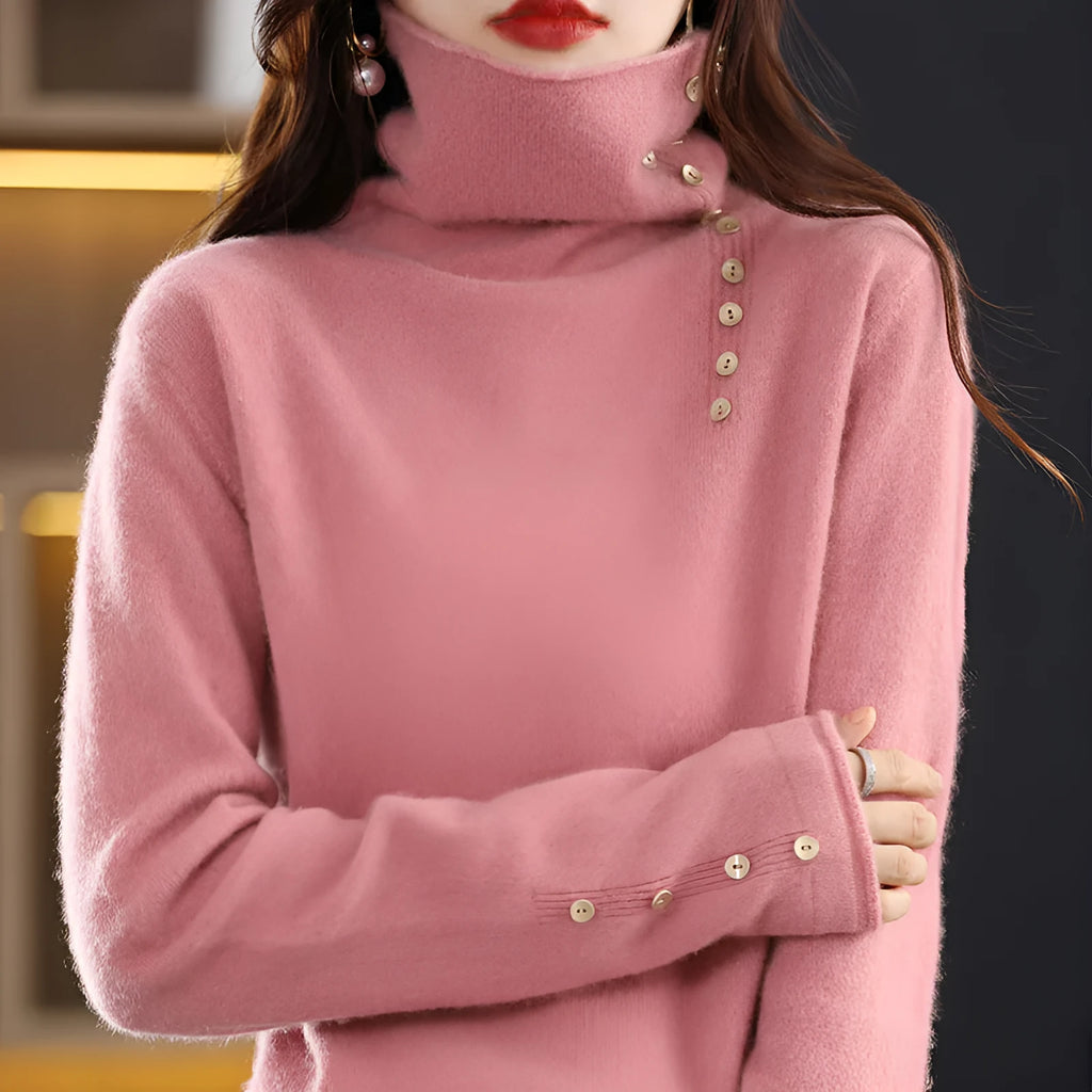 Women's cropped knit bottoming shirt in core-spun yarn with 3D pattern, shown in light camel colour.